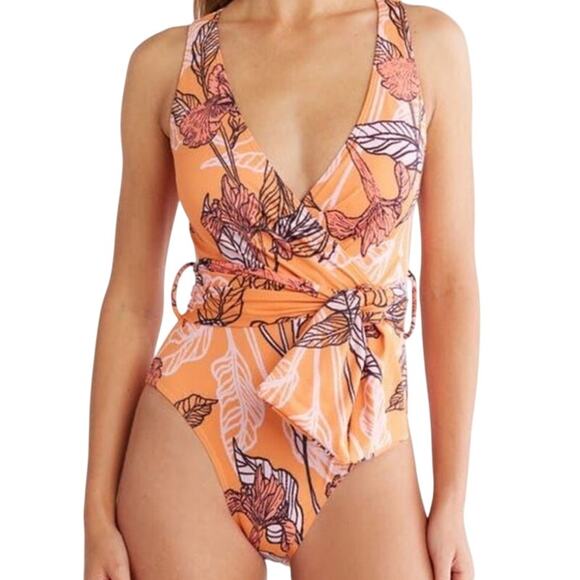 Hutch Louanne floral one piece swimsuit orange size Medium M - Picture 1 of 8